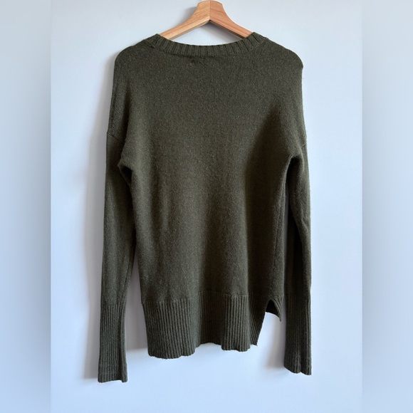 J. Crew Wool Blend Dark Olive Crew Neck Sweater | Size 8 - Picture 5 of 8